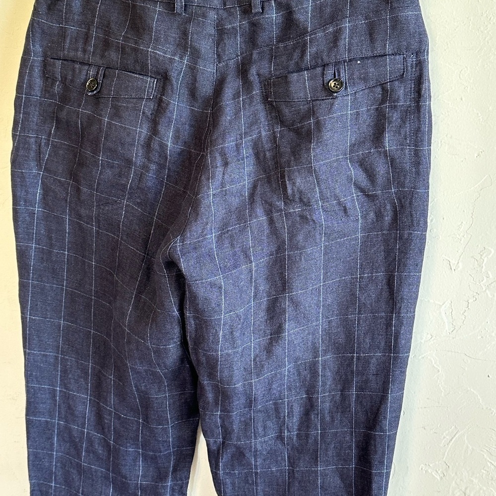 Men's Navy Plaid Dress Pants - Picture 8 of 10